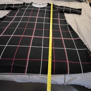 🫶🏼Plus size 5XL Career dress black/pink/white plaid with 3/4 sleeves